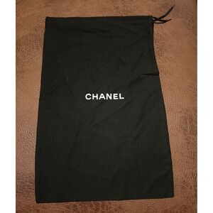 Chanel Black Cotton Drawstring Dust Bag Logo Handbag Shoe Storage 14.5x9.5